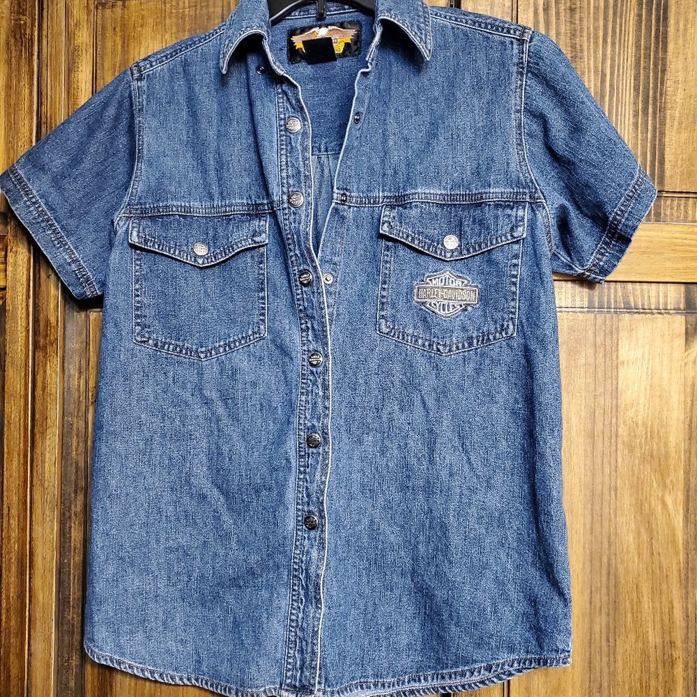 Harley-Davidson Ladies Jean Button Up Shirt Medium